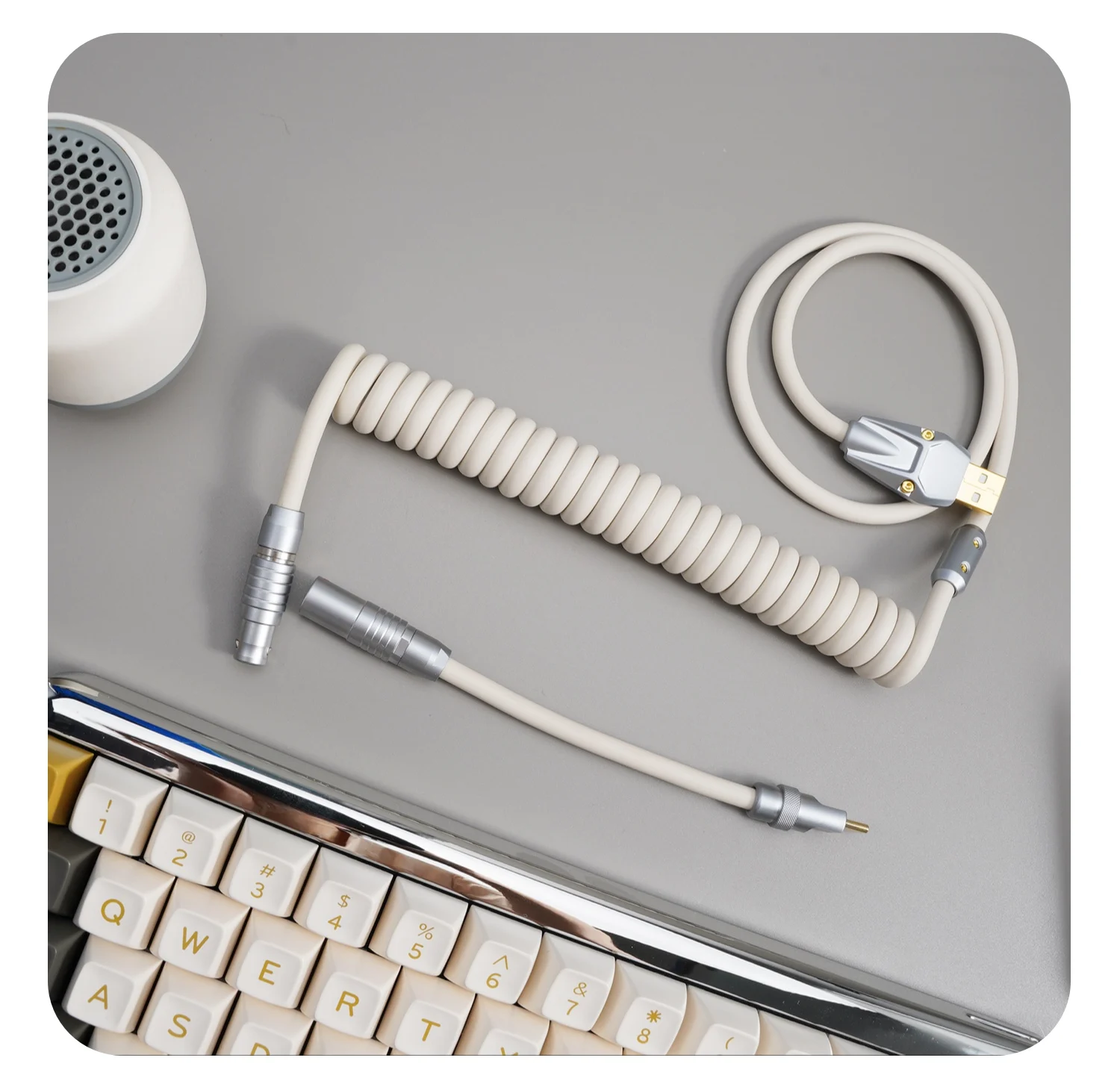 GeekCable manuel özelleştirilmiş mekanik klavye veri kablosu süper elastik çizgi kauçuk retro beyaz