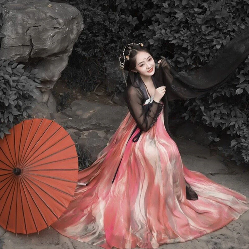 Geleneksel Dans Kostümleri Hanfu Kadınlar Çin Halk peri elbisesi Şarkıcılar Sahne Giyim Oryantal Performans Festivali Kıyafet DC2691