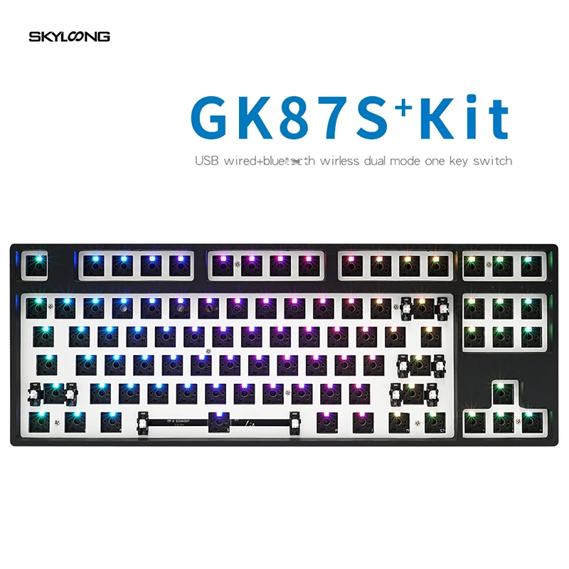 GK87X / XS Mekanik Klavye Seti 87% 87RGB Mekanik Klavye Özelleştirilmiş DIY Hot Swap Kiti Kablolu Çift Modlu