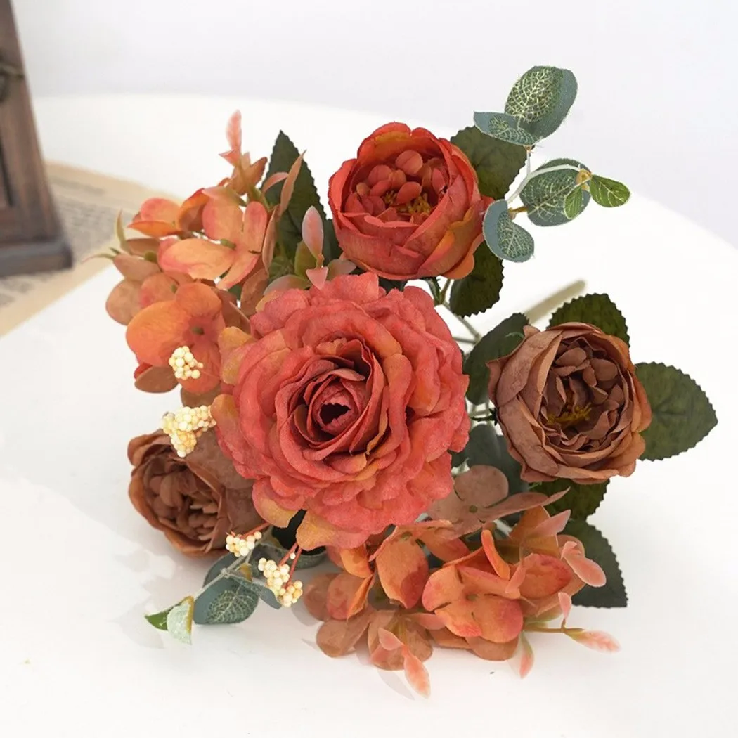 Güzel Ortanca yapay çiçekler Ev Düğün Süslemeleri İçin Yüksek Kaliteli Sonbahar Buket Köpük Şakayık Sahte Çiçek
