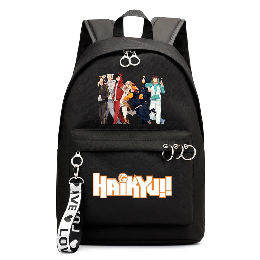Haikyuu!! Erkek Kız Sırt Çantası Moda Rahat Packsack Fermuar Schoolbag Sırt Çantası Omuzlar Laptop Çantası Teenger Öğrenci Bookbag