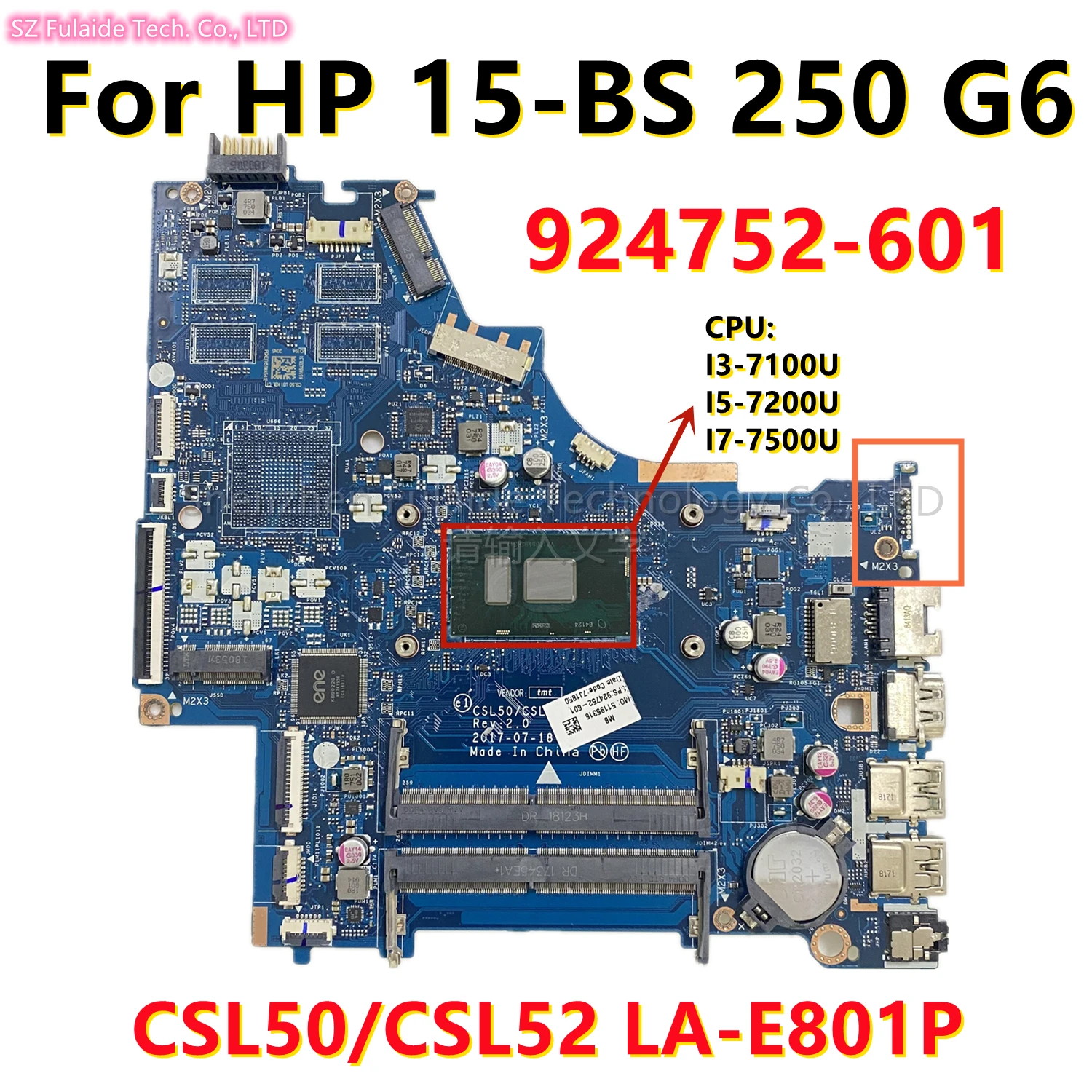 HP 15-BS 250 G6 İçin CSL50 / CSL52 LA-E801P Laptop Anakart I3 I5 I7 CPU ve 924752-601 924752-501 924752-001 DDR4 anakart