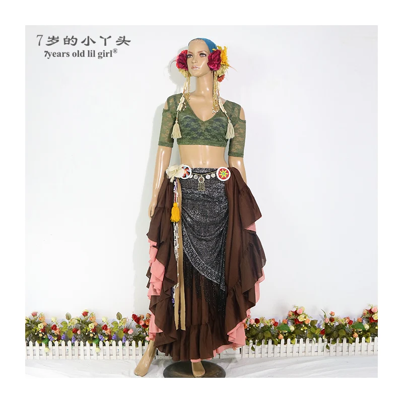 Iace Oryantal Dans Üst Ats Tribal Choli Damla Kısa Kollu kadın Kostüm BB16 18