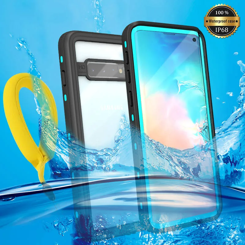 IP68 Sualtı Su Geçirmez Telefon Kılıfı İçin Samsung Not 10 + Artı S10 S8 S9 Artı Dalış Su Geçirmez Standı Kılıf İçin Galaxy Not 8 9
