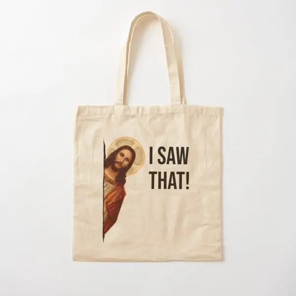 İsa Meme Gördüm Pamuk kanvas Çanta Moda Seyahat Bakkal Tote omuzdan askili çanta Çanta Katlanabilir Unisex Alışveriş Bayanlar Baskılı