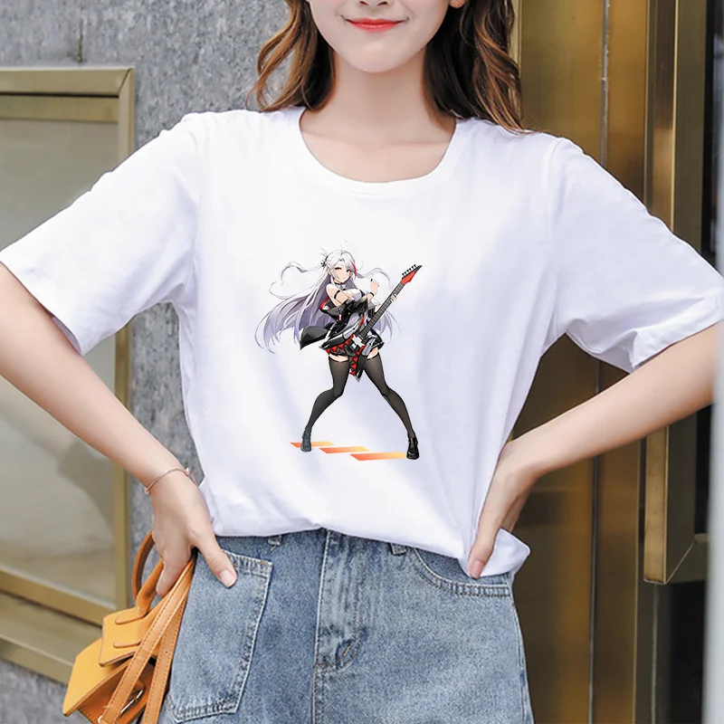 Kadın T-shirt Güzel Savaşçı Kısa Grafik Karikatür Kollu Sevimli Bayanlar Harajuku Satış Grafik Tee Üst Kadın O-Boyun T-Shirt