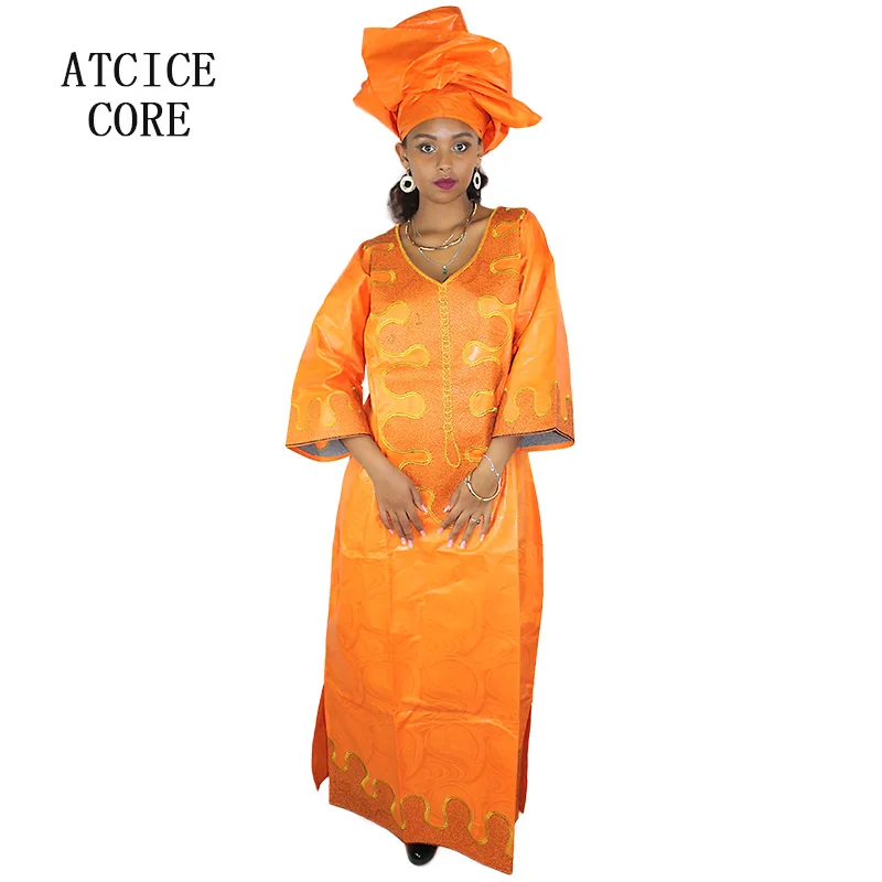 kadınlar için afrika elbiseler bazin riche nakış tasarım elbise uzun elbise eşarp ile LA068