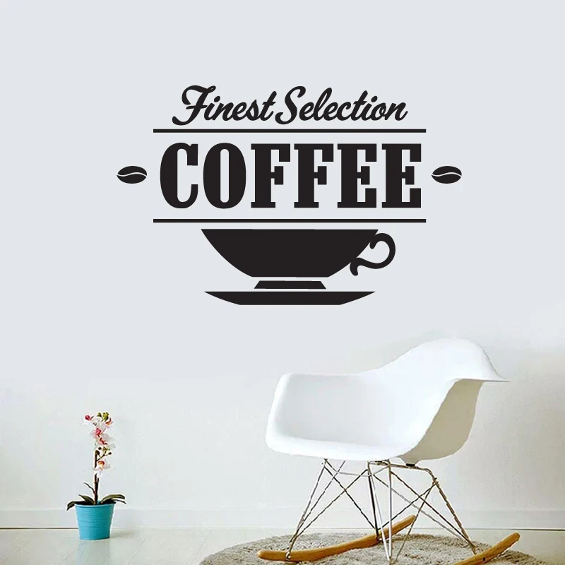 Kahve Dükkanı Sticker Fasulye Çıkartması Cafe Fincan Vinil Sanat Duvar Çıkartmaları Dekor Duvar Dekorasyon Kırmak kahve bardağı Çıkartmaları CAFE1016