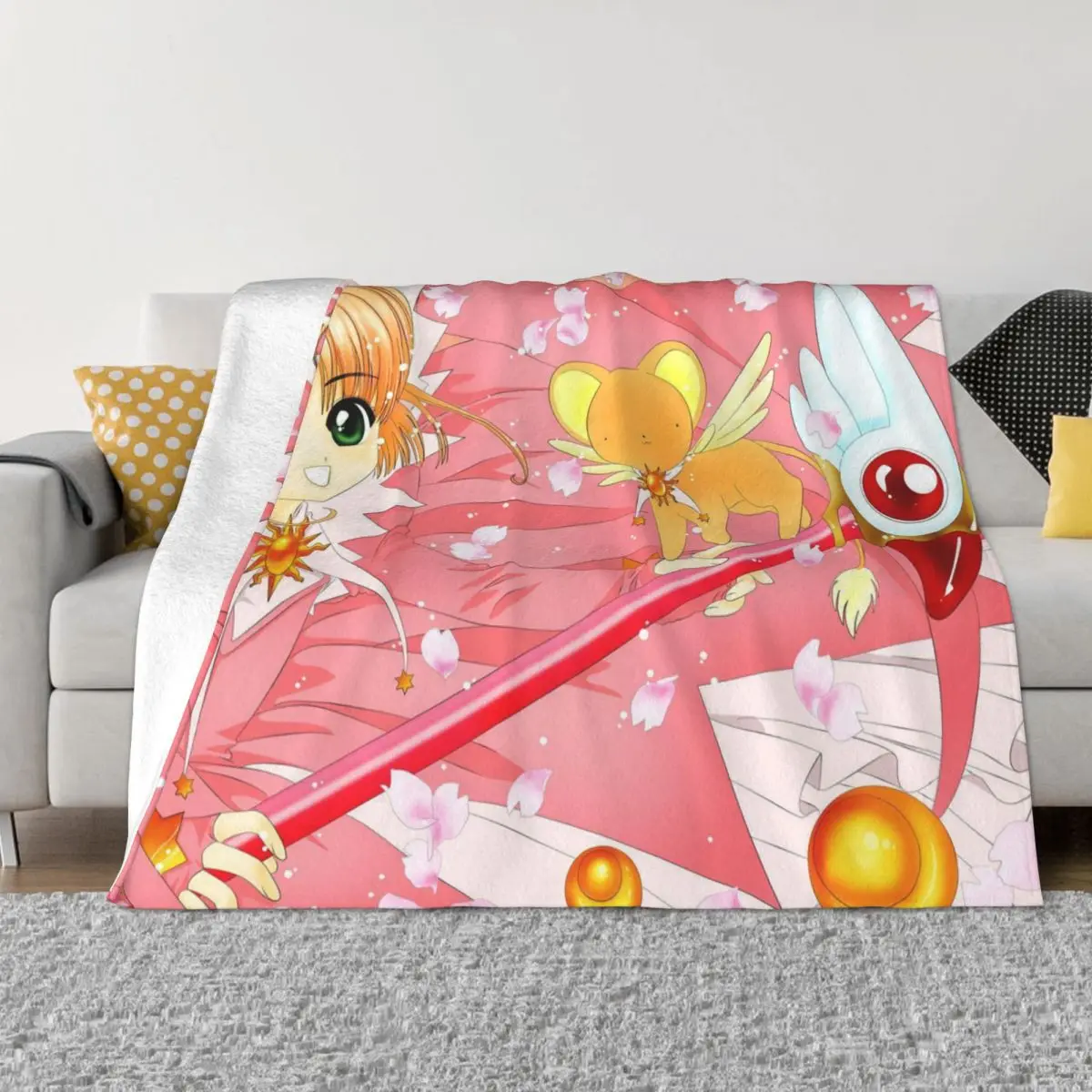Kawaii Cardcaptor Sakura Karikatür Battaniye Kapak Polar Sevimli Anime Hafif Atmak Battaniye Yatak Odası çekyat Halı