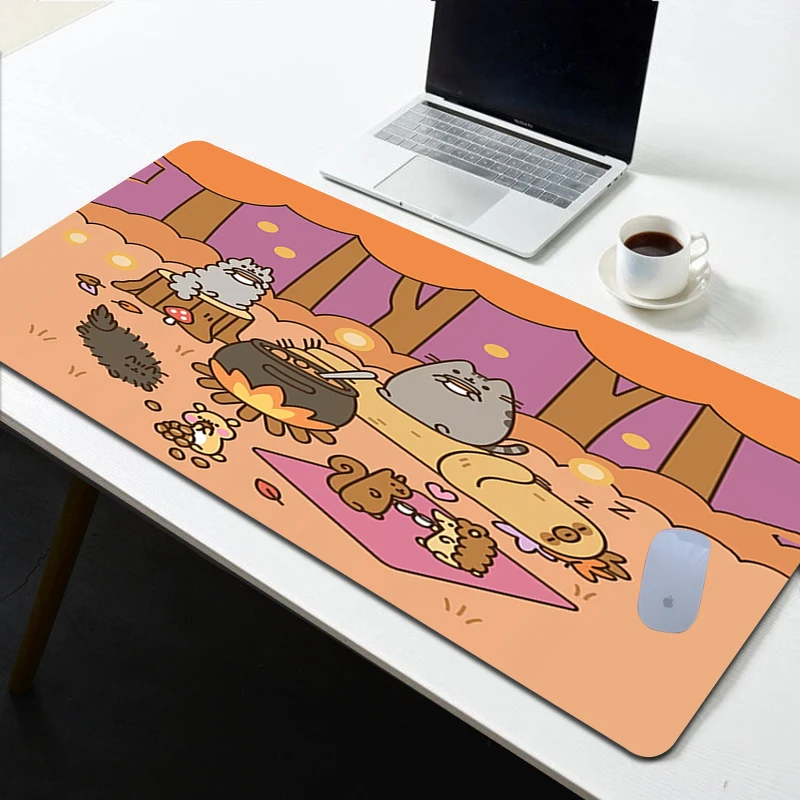 Kawaii Mouse Pad Oyun Mousepad Pusheen Kedi Fare Oyun Mat Pc Paspaslar Klavye Aksesuarları Pedleri Kauçuk Genişletilmiş Masa Matı kaymaz