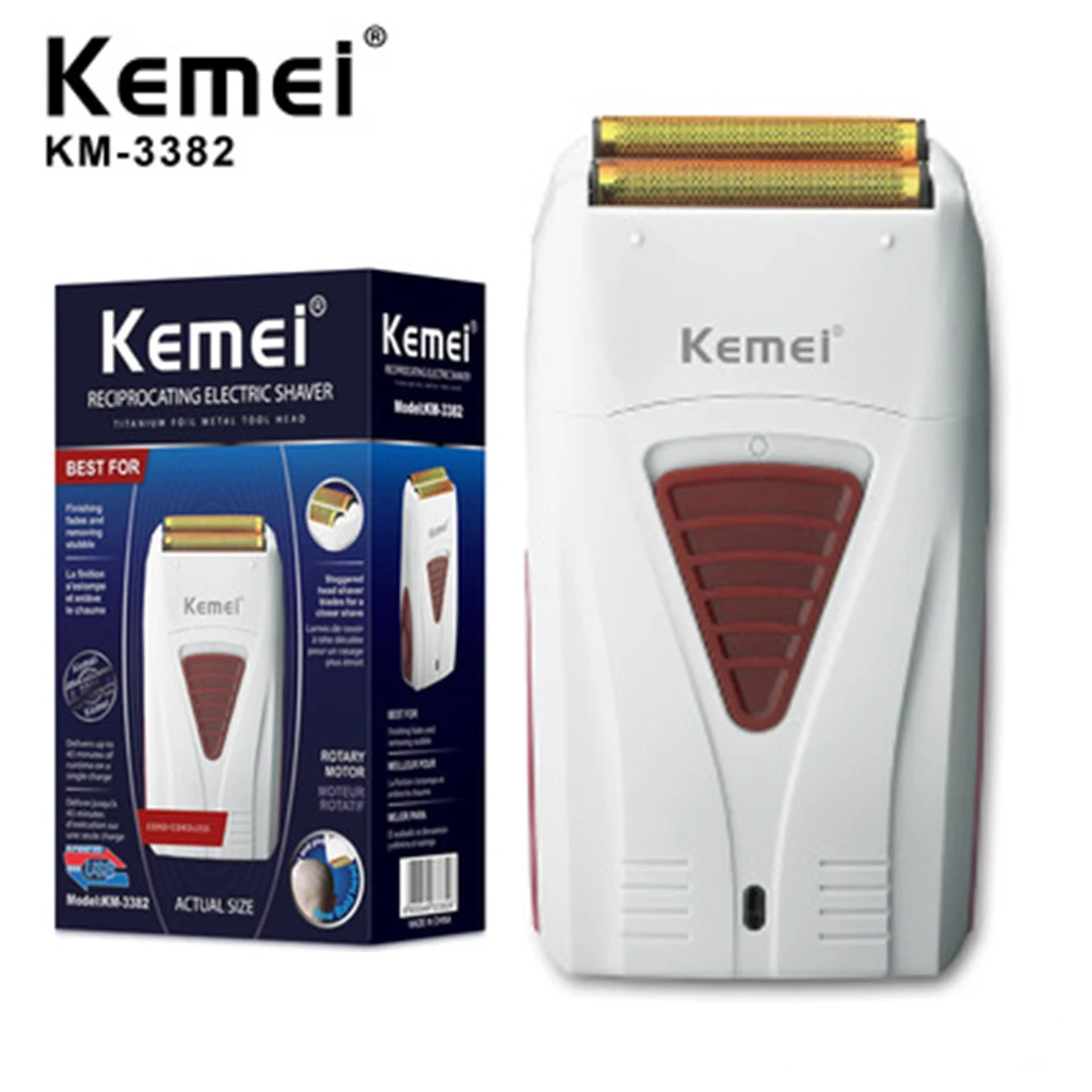 Kemei-3382 Elektrikli Tıraş Makinesi Bitirmek Akülü Tıraş Makinesi Erkek Sakal Jilet Pistonlu Tıraş Makinesi