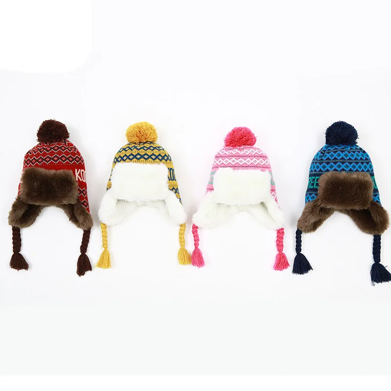 Kocotree Kalınlaşmak Yün Kış Kış Kulaklığı Sıcak Tutmak Kapaklar Rus Kış Sıcak Bombacı Şapkalar Çocuklar İçin Yaş 2-10 Yaşında