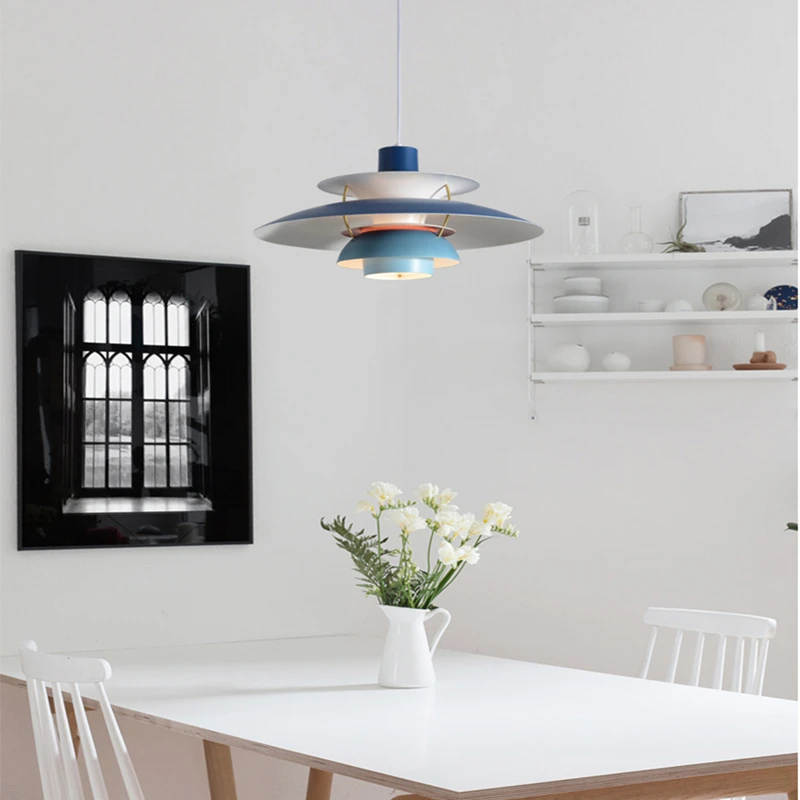 Kolye ışıkları LED renkli şemsiye asılı lamba Modern somun şekilli ışık mutfak restoran aydınlatması fikstür E27 220V