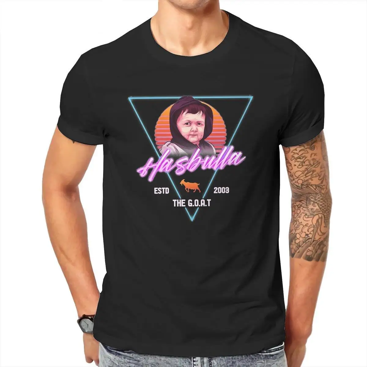 Komik Retro Hasbulla Meme T-Shirt Erkekler için %100 % Pamuk T Shirt Komik Rusya Blogger Kısa Kollu Tees Klasik Giyim