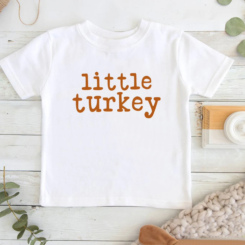 Küçük Türkiye Yürümeye Başlayan Gömlek Sonbahar Yürümeye Başlayan Gömlek Sevimli Sonbahar Tshirt Şükran Günü Çocuk Giysileri Kostümleri Çocuklar için Pamuk