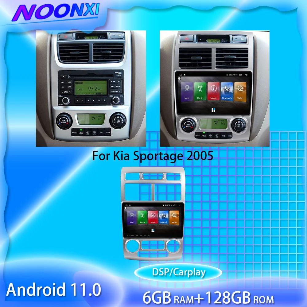 Kıa Sportage 2005 için 128G Android11 Araba Radyo Stereo Araba Multimedya Oynatıcı GPS Navigasyon teyp otomobil radyosu DVD Kafa Tek