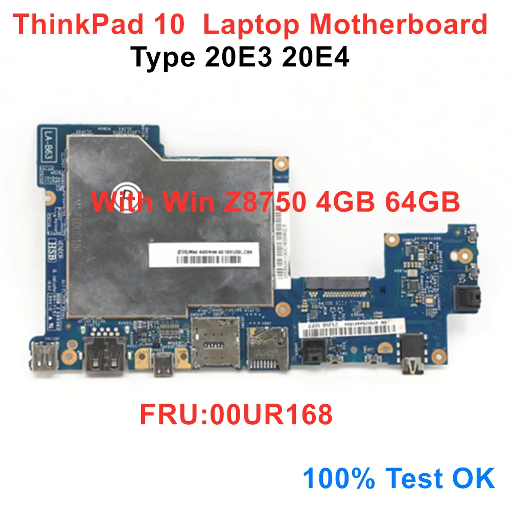Laptop Anakart İçin Lenovo ThinkPad 10 20E3 20E4 Win Z8750 4GB 64GB Laptop Anakart FRU 00UR168 %100 % test TAMAM