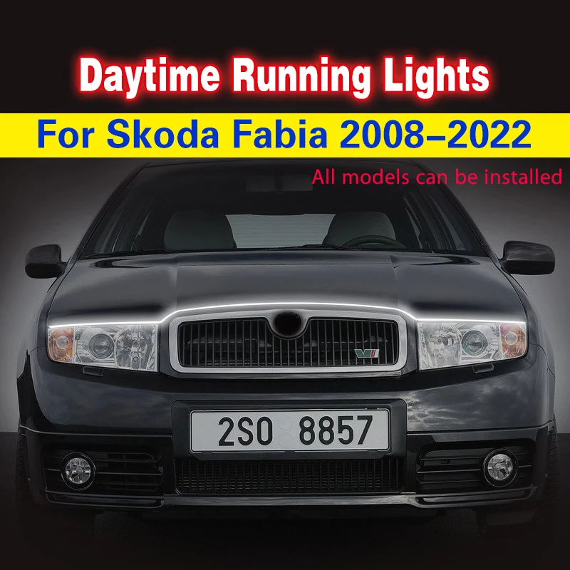 LED Esnek DRL Gündüz Farı Işıklar Şerit İşık Far Skoda Fabia 2008-2022 için Araba Dekoratif Atmosfer Lambaları DRL 12v
