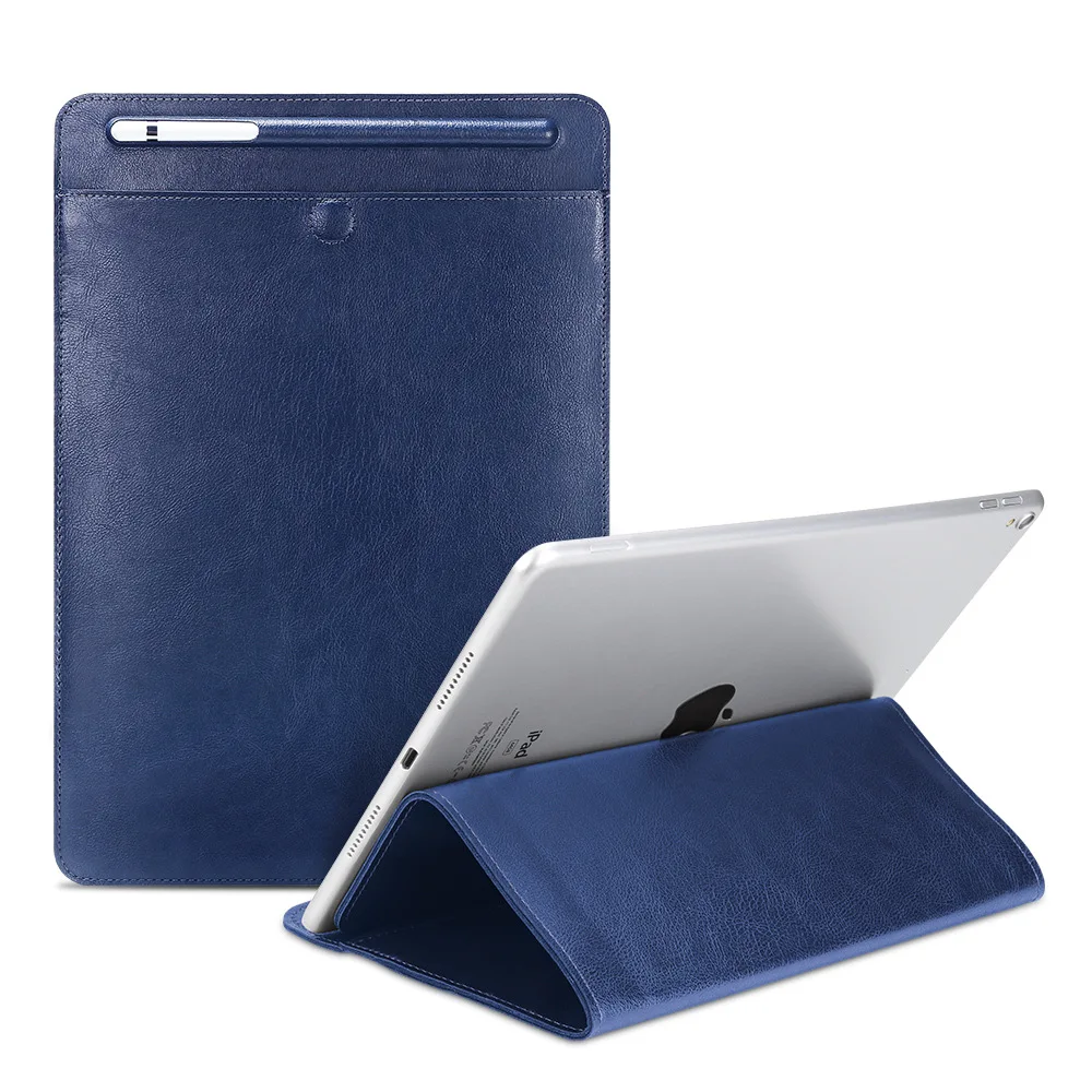 Lüks Laptop ipad kılıfı 10.2 İnç Astar Çanta Dikiş Üç katlı Braketi Kalem Yuvası ile iPad Evrensel saklama çantası Mini 12345 için