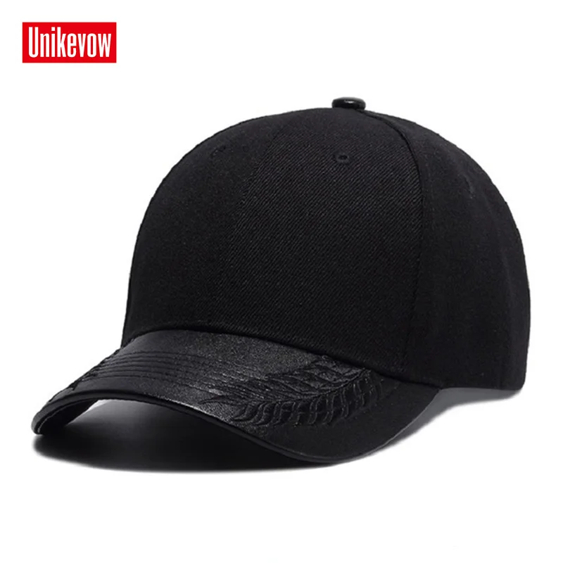Marka UNIKEVOW PU vizör beyzbol şapkası Unisex Açık Snapback Şapka Güneş Koruyucu katı Kapaklar Hip Hop şapka erkekler ve kadınlar için