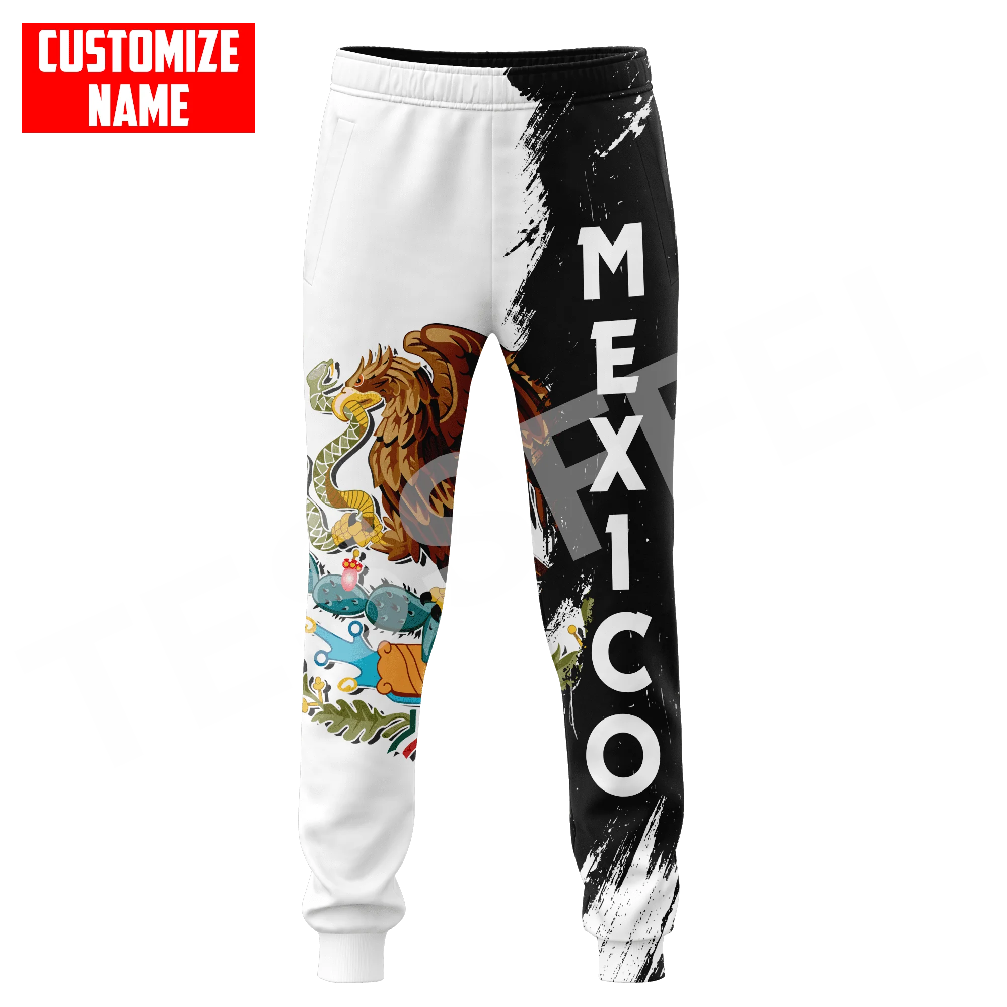 Meksika Gurur Kartal Horoz Kafatası Ülke Özel Ad Bayrağı Dövmesini <url> Erkek/Kadın Sokak Komik Eşofman jogging yapan Pantolon X