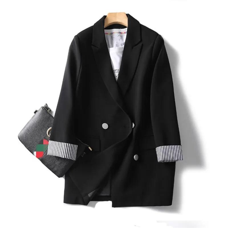 Moda şık Takım Elbise Ceketler Kadın 2022 İlkbahar Sonbahar Kore Gevşek Casual Blazers Palto Kadın Giyim Siyah Giyim g165