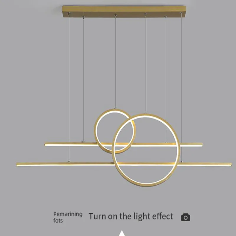 Modern basit tarzı LED avize yemek odası Mutfak Bar oturma odası yatak odası kolye lamba altın çizgi tasarım asılı ışık