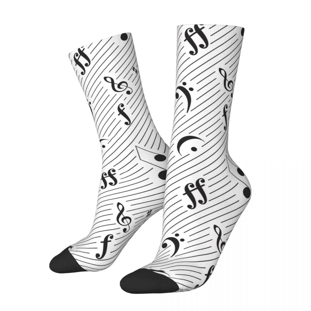 Müzik Notaları Çorap erkek kadın Polyester Komik Mutlu Siyah Ve beyaz çoraplar Yenilik Yaz Sonbahar Kış Orta Tüp Çorap Hediyeler