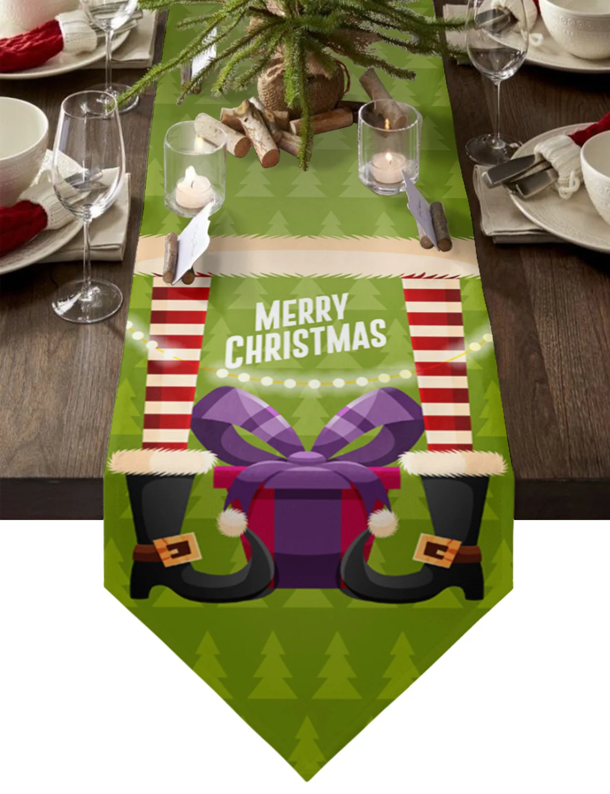 Noel Noel Baba Botları Masa Koşucu yemek masası Ülke Dekor Anti-leke yemek masası Koşucu Parti Dekor Yıkanabilir