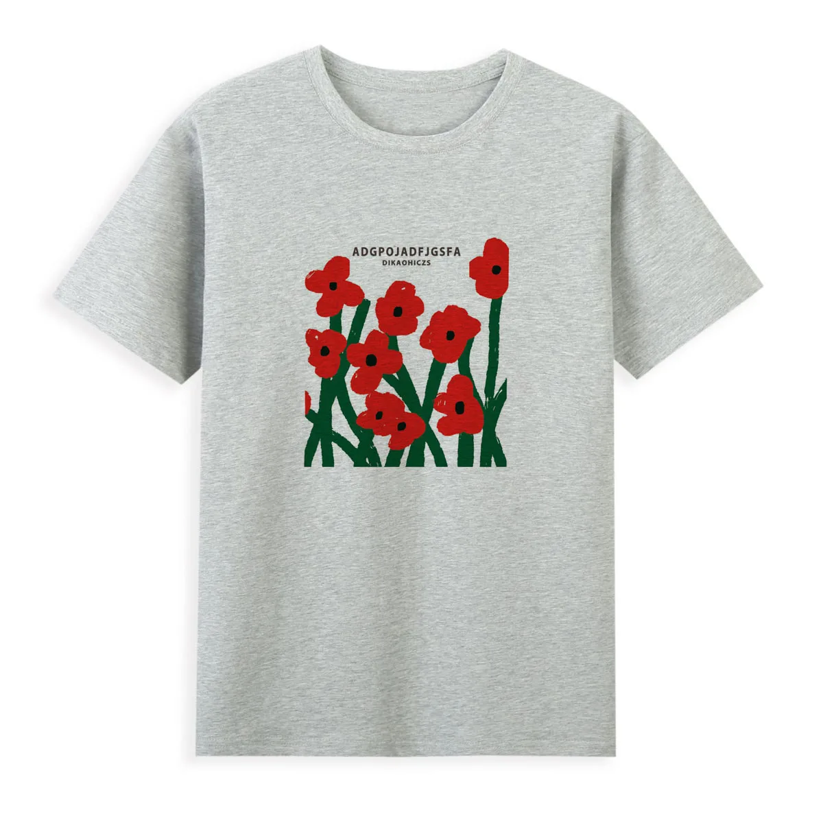 Parlak kırmızı çiçek T-shirt high-end rahat bayan çiçek üst serin yazlık t-shirt ve kısa kollu A072