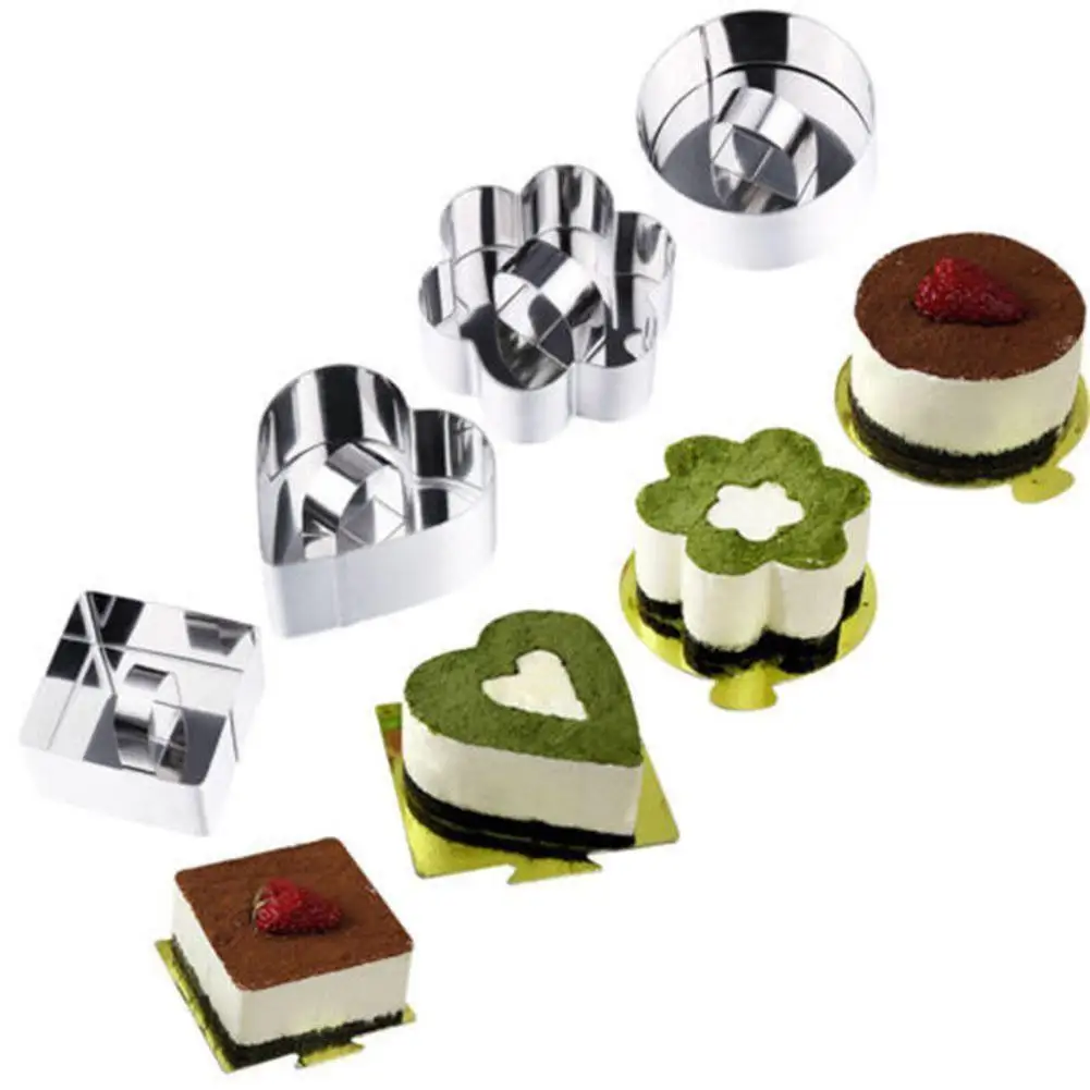 Paslanmaz Çelik Kek Kesici Bakeware Mini Fondan Mus Kalıp 3D Kek Kalıpları Pişirme Kalıpları Mutfak Tatlı Kek Dekorasyon Araçları