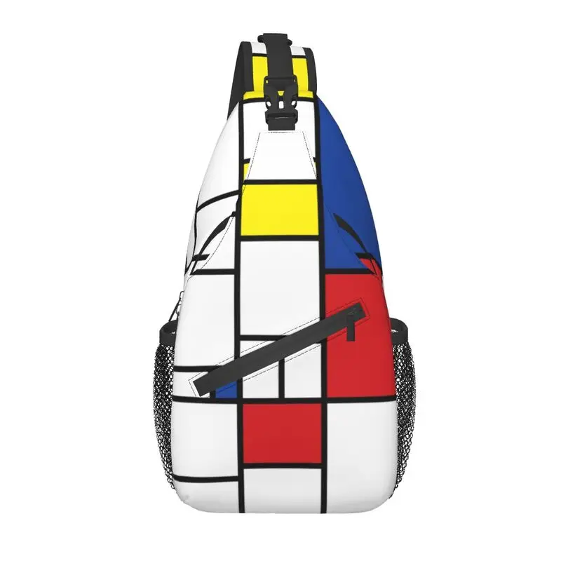 Piet Mondrian Minimalist De Stijl Modern Sanat Sling Göğüs Crossbody Çanta Moda Geometrik Omuz seyahat için sırt çantası Bisiklet