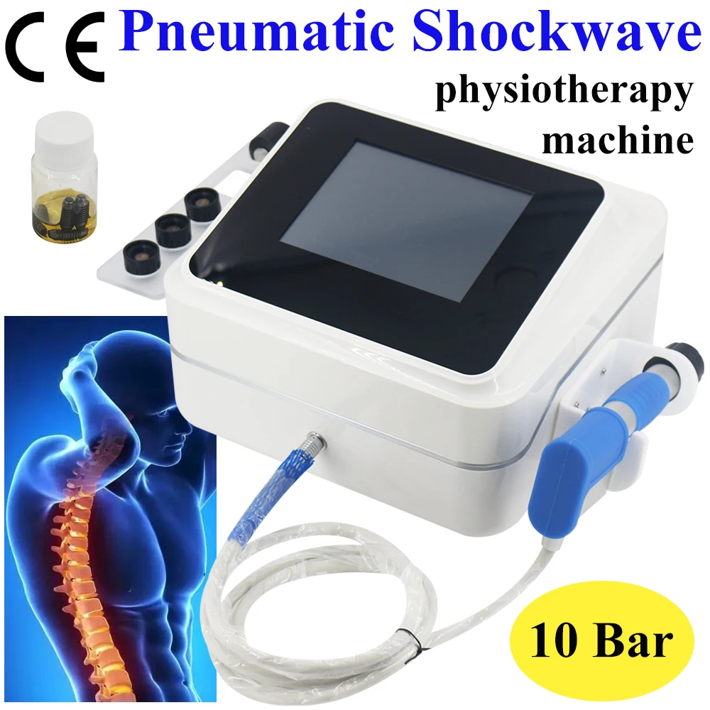 Pnömatik Shockwave Terapi Makinesi 10 Bar Radyasyon Dalga Tenis Dirsek Ağrı kesici Fasiit Tedavisi Şok Dalga Ekipmanları Yeni