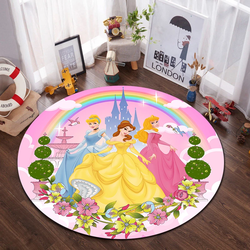 Prenses Yuvarlak Paspaslar Kaymaz Baskılı Desen Halı banyo kapısı Oturma Odası Hediye Kızlar Halı Decoracion De Fiestas Y Eventos