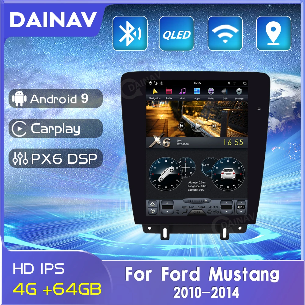 PX6 Android CARPLAY Araba Multimedya DVD video Oynatıcı Ford Mustang 2010-2014 için Araba radyo stereo Autoradio GPS Navigasyon
