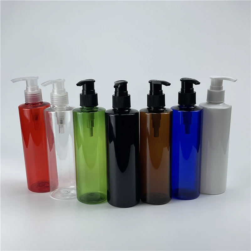 Renkli 250 ML X 25 Plastik Doldurulabilir Şişeler Preslenmiş pompalı dağıtıcı Losyon Masaj Yağı Şampuan Ambalaj Kozmetik Kapları