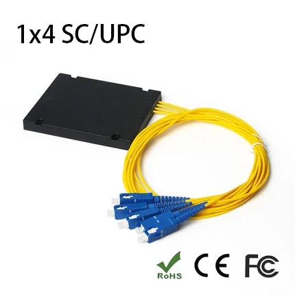 SC / UPC 1 * 4 PLC Fiber Optik Ayırıcı Konektörü PLC Ayırıcı SC / FC / ST / LC Konektörü SC / UPC