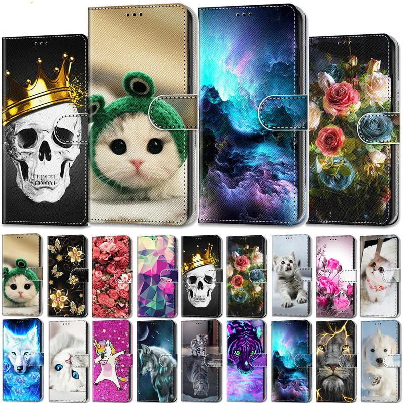Sevimli Kedi Hayvan Desen Telefon Kılıfı için Apple iPhone 13 12 11 Pro Max X XS 6 7 6S 8 SE 2020 mini Cüzdan Deri Standı Kitap Kapağı