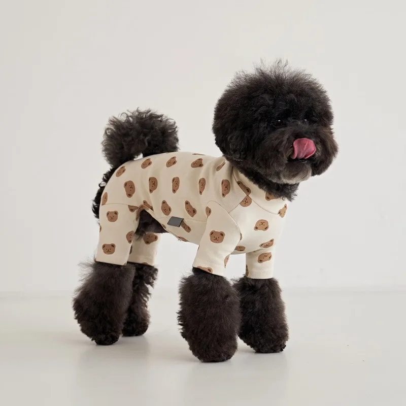 Sevimli Krem Ayı Köpek Tulum Küçük Orta Köpekler için Pamuk Yumuşak Köpek Üstleri Chihuahua Giysileri Fransız Bulldog Giyim Ropa Perro