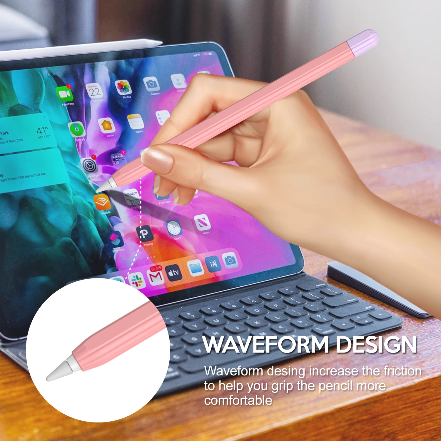 Sevimli Renkli Çift Renk Kol Apple Kalem 1 2 Kılıf Kapak Çanta kaymaz Koruma Yumuşak Silikon Kol iPad Pro Kalem