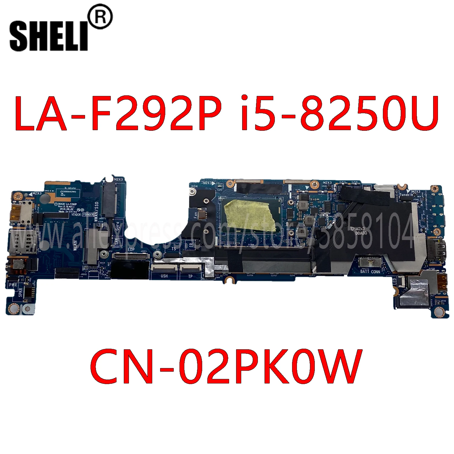 SHELI Dell LA-F292P Laptop Anakart CN-02PK0W 02PK0W İle I5-8250U %100 % Test Edilmiş