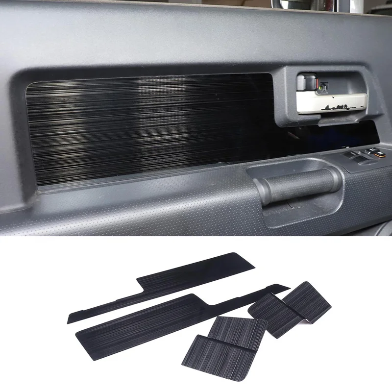 Siyah Çelik Fırçalanmış Tarzı İç Araba Kapı Paneli Trim Plakası Dekoratif Aksesuarları Kapak Kitleri Toyota FJ Cruiser 2007-2021 İçin