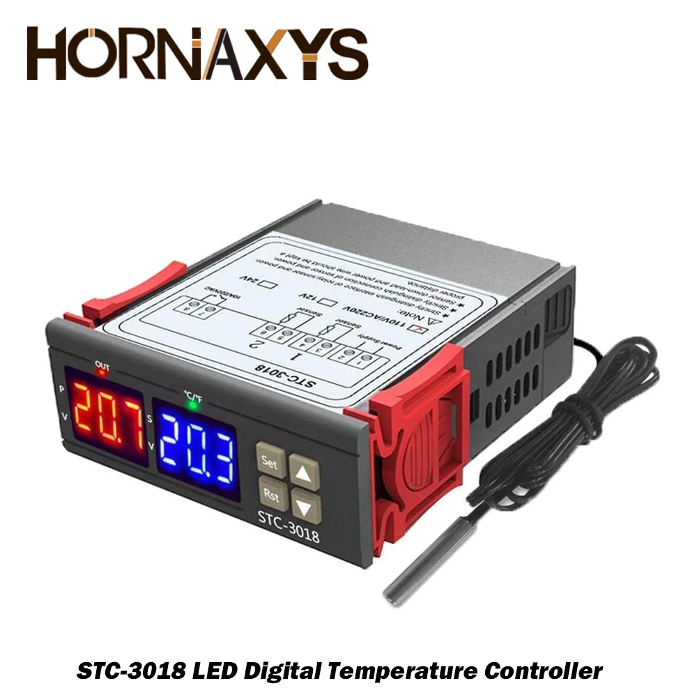 STC - 3018 Çift Dijital sıcaklık kontrol cihazı İki Röle Çıkışı 12V 24V 220V Termoregülatör Termostatı İsıtıcı Soğutucu