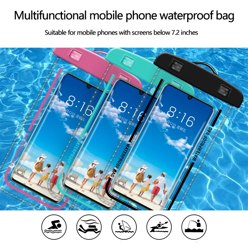 Su geçirmez telefon kılıfı Su geçirmez Çanta Cep Telefonu Kılıfı PV Kapak iPhone12Pro Xs Max XR X 8 7 Galaxy S10 Telefonu Yüzme Çantaları