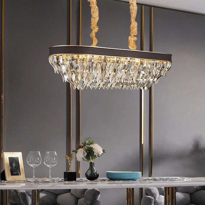Tasarımcılar tavsiye modern restoran kristal avize dikdörtgen lüks Amerikan villa ışık oturma odası lamba