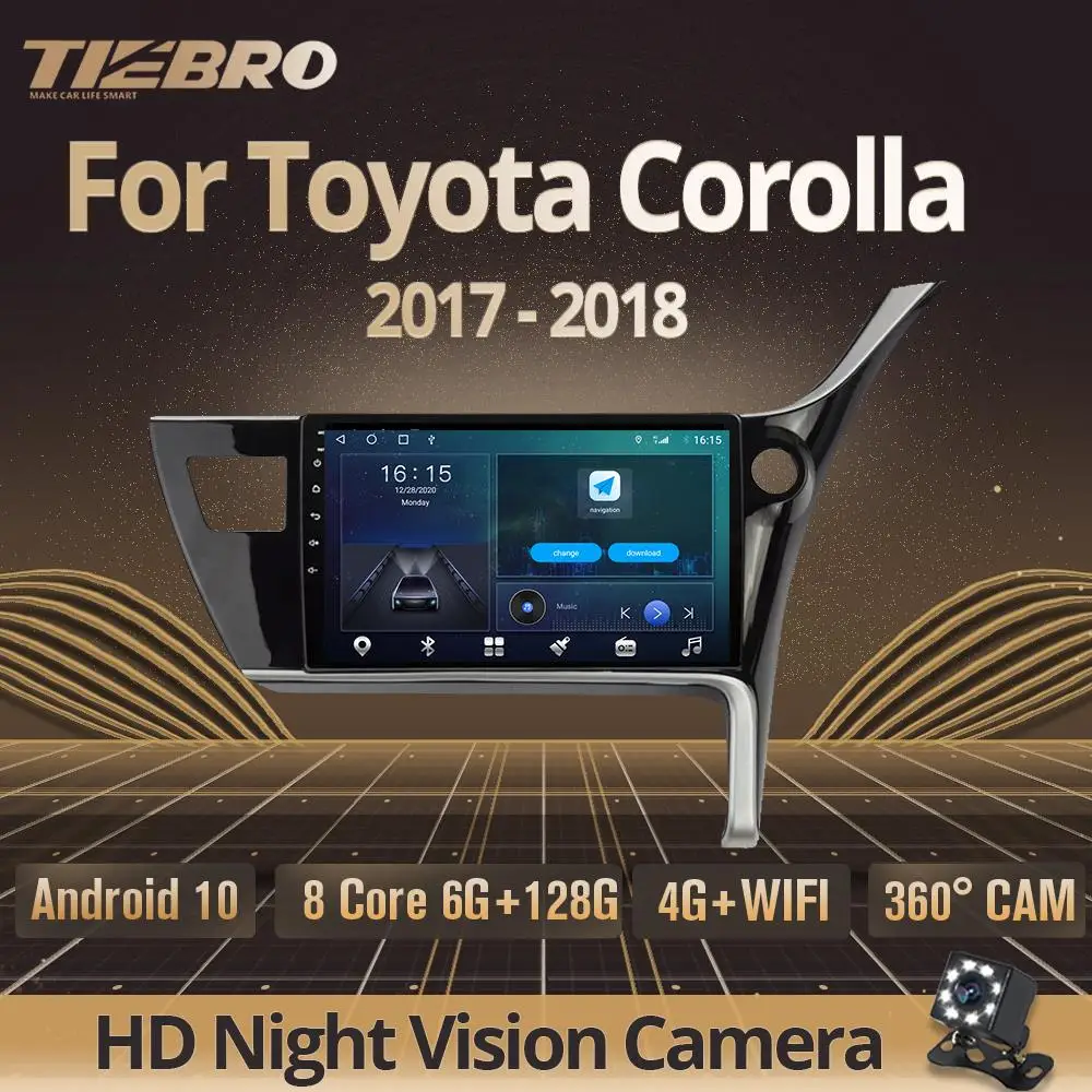TIEBRO 2 Din Android 10.0 Toyota Corolla İçin Sağ El 2017 2018 Araba Multimedya Oynatıcı GPS Navigasyon Carpiay DSP HİÇBİR 2Din DVD