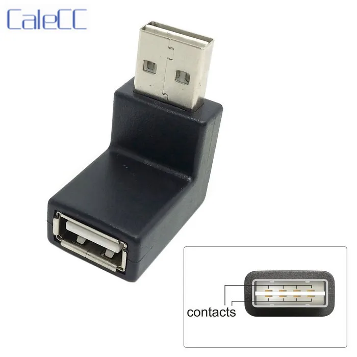 USB 2.0 A tipi Erkek Kadın Uzatma Adaptörü 90 Derece Aşağı ve Yukarı Açılı Geri Dönüşümlü Tasarım Siyah renk