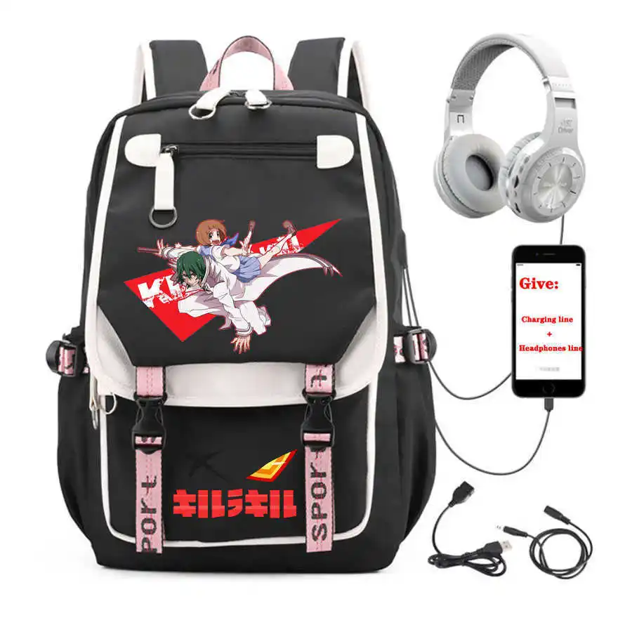 USB Şarj gençler Laptop packsack anime ÖLDÜR la ÖLDÜR sırt çantası Kadın erkek seyahat sırt çantası öğrenci Okul kitap Çantası