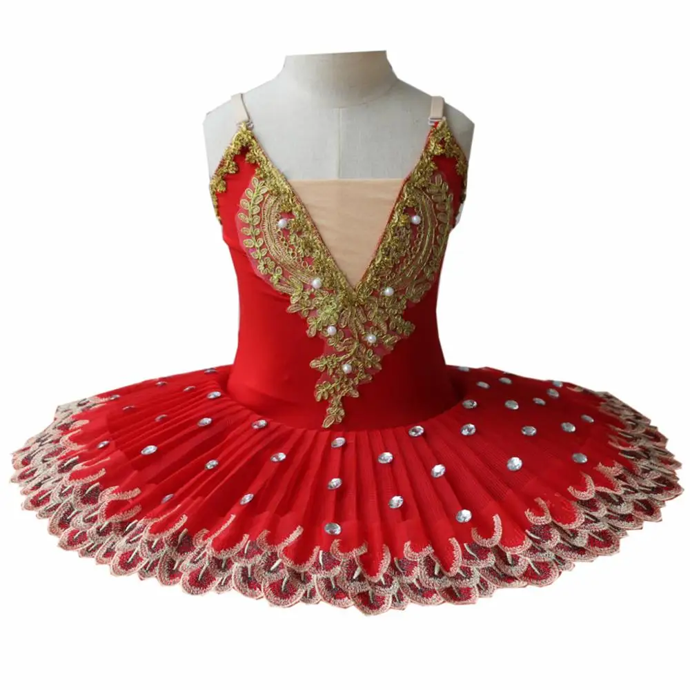 Vestido de Ballet profesional para niña, tutú para niña, disfraz del lago del cisne, Traje de Ballet rojo para niña, Ropa de
