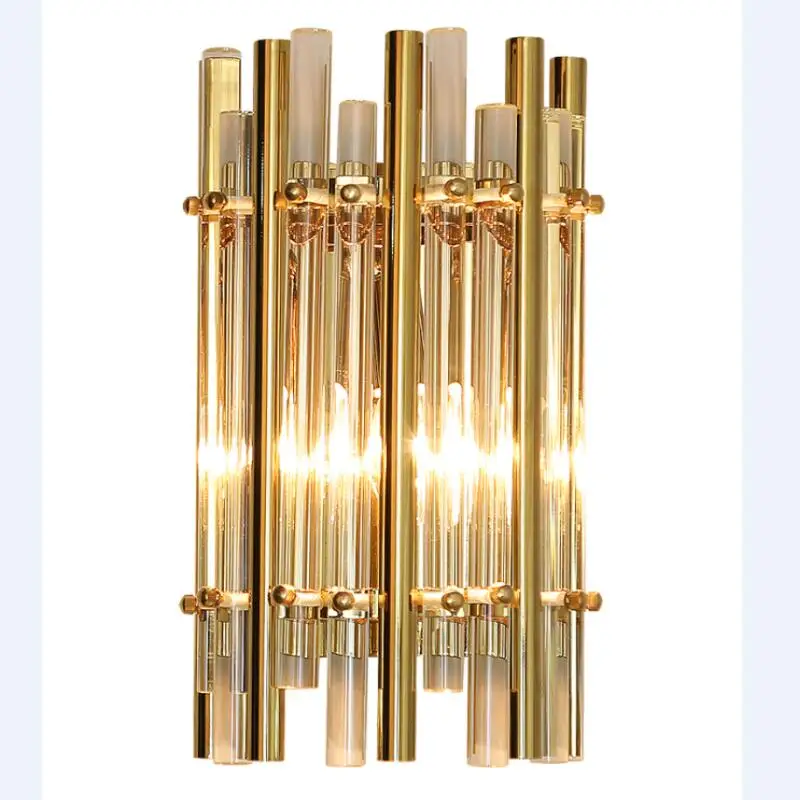 Yeni altın kristal duvar lambası duvar LED ışıkları oturma odası otel duvar dekorasyonu için